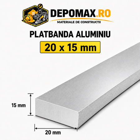 Platbanda aluminiu 20 x 15 mm, 6 metri (EN-AW 6060)